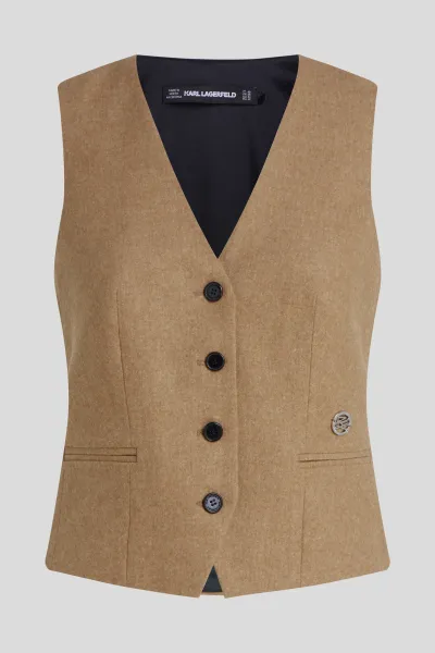 Vesta Karl Lagerfeld Flannel Waistcoat Nougat Melange