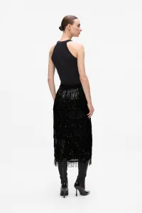 Sukňa Karl Lagerfeld Sequins Fringe Skirt Black