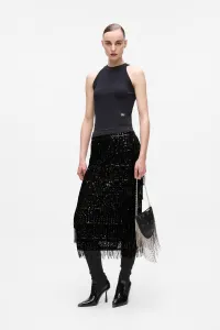 Sukňa Karl Lagerfeld Sequins Fringe Skirt Black