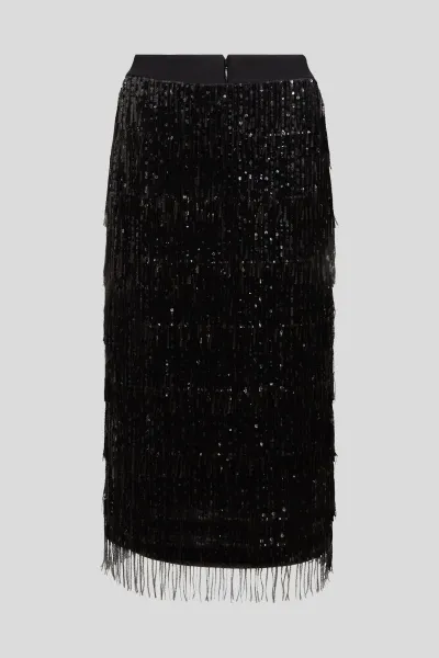 Sukňa Karl Lagerfeld Sequins Fringe Skirt Black