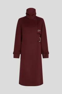Kabát Karl Lagerfeld Belted Long Soft Wool Coat Windsor Burgundy