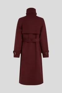 Kabát Karl Lagerfeld Belted Long Soft Wool Coat Windsor Burgundy