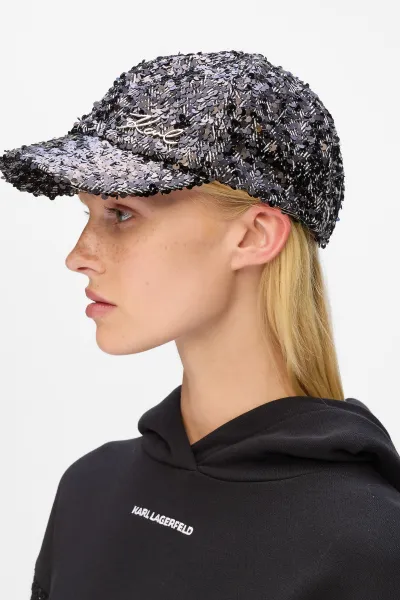 Šiltovka Karl Lagerfeld K/Signature Herringbone Cap Herringbone Sequins