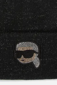 Čapica Karl Lagerfeld Ikon Rh Lurex Beanie Black