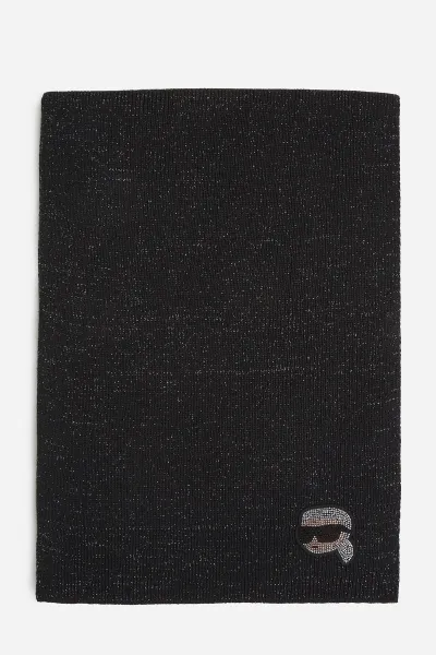 Šál Karl Lagerfeld Ikon Rhinestone Lurex Scarf Black