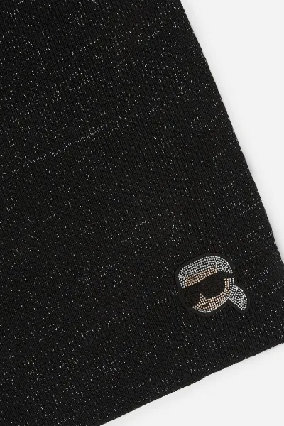 Šál Karl Lagerfeld Ikon Rhinestone Lurex Scarf Black