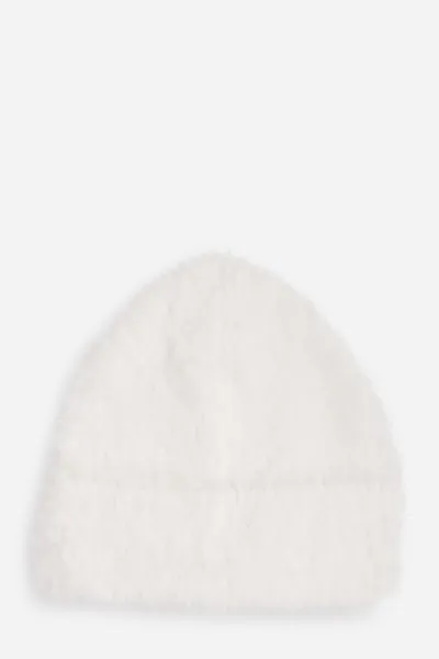Čapica Karl Lagerfeld Ikon Choup Fluffy Knit Beanie White