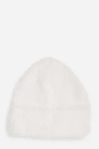 Čapica Karl Lagerfeld Ikon Choup Fluffy Knit Beanie White