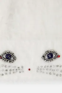 Čapica Karl Lagerfeld Ikon Choup Fluffy Knit Beanie White