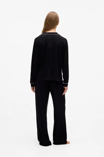Pyžamo Karl Lagerfeld Signature Jersey Long Pj Set Black