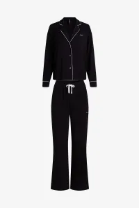 Pyžamo Karl Lagerfeld Signature Jersey Long Pj Set Black