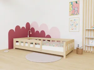 Benlemi Jednolôžková posteľ PLOTTY so zábranou Zvoľte farbu: Nelakovaná, Zvoľte rozmer: 80x200 cm, Zvoľte zábranu: S otvoreným vstupom