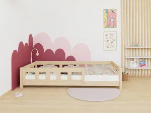 Benlemi Jednolôžková posteľ PLOTTY so zábranou Zvoľte farbu: Nelakovaná, Zvoľte rozmer: 80x200 cm, Zvoľte zábranu: S otvoreným vstupom
