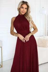 Numoco Veronica – luxusné dlhé šaty s jemným brokátovým efektom 636-2 Farba: Čierna, Veľkosť: UNI