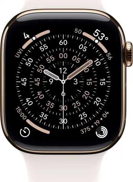 Apple Watch Series 11 GPS + Cellular 42mm Gold Titanium Case with Light Blush Sport Band - M/L MF8X4WF/A