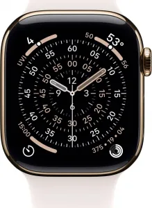 Apple Watch Series 11 GPS + Cellular 42mm Gold Titanium Case with Light Blush Sport Band - M/L MF8X4WF/A