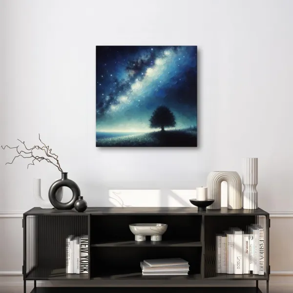 Obraz osamelý strom života a galaxia