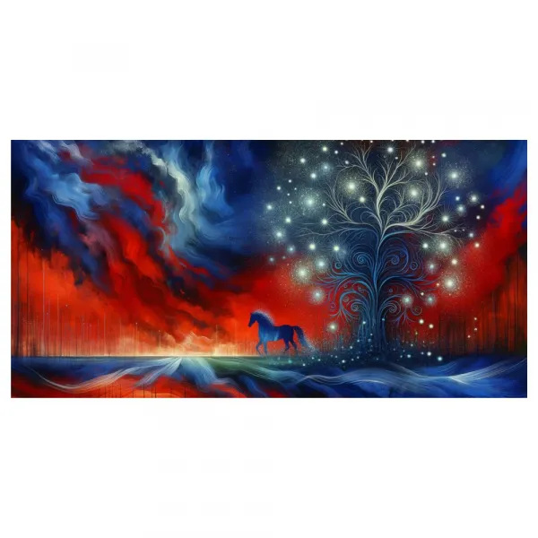 Obraz magický strom života s koňom