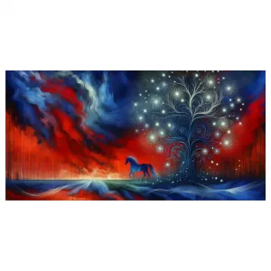 Obraz magický strom života s koňom