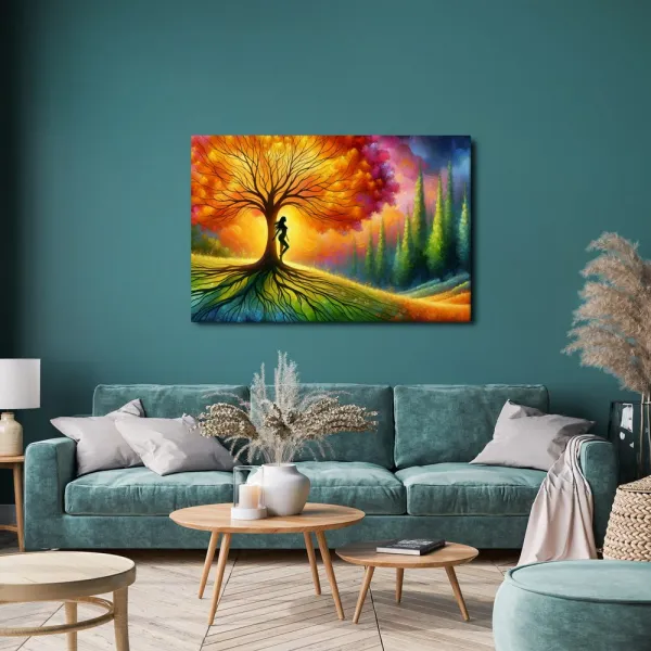Obraz tajomná silueta pri strome života