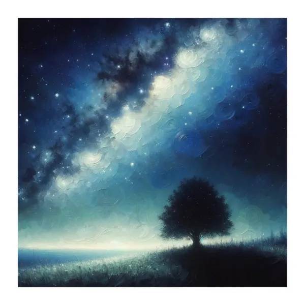 Obraz osamelý strom života a galaxia