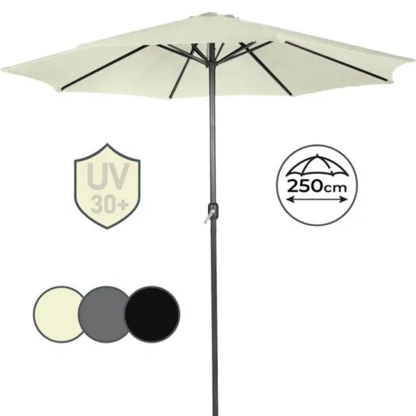MIADOMODO slnečník s kľučkou 250 cm, krémový