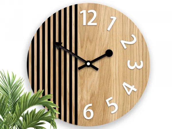 ModernClock Dřevěné nástěnné hodiny Londyn 33 cm bílé/černé