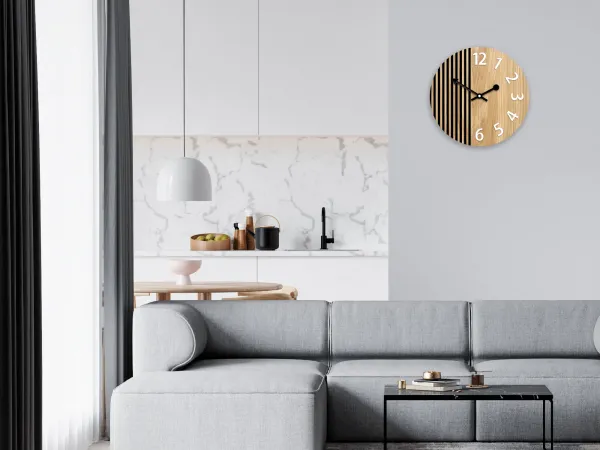 ModernClock Dřevěné nástěnné hodiny Londyn 33 cm bílé/černé