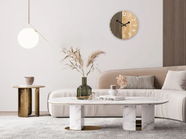 ModernClock Dřevěné nástěnné hodiny Londyn 33 cm bílé/černé