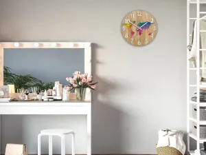ModernClock Drevené nástenné hodiny Mapa Drevo 33 cm hnedé/farebné