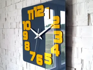 ModernClock Nástenné hodiny Logic 30 cm šedé/žlté