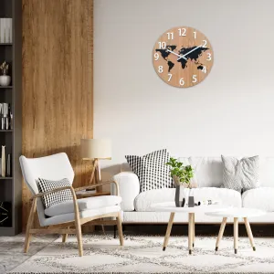 ModernClock Drevené nástenné hodiny Mapa Drevo 49 cm hnedé/čierne