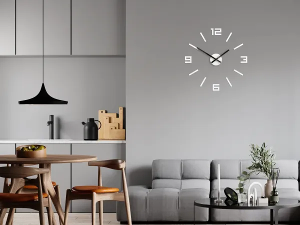 ModernClock Nástenné samolepiace hodiny arabské 50 cm biele