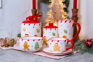 Mondex Keramický hrnček Lissa 15 cm biely/červený