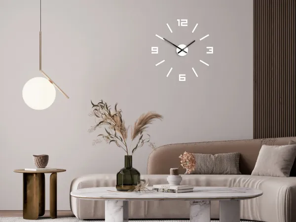 ModernClock Nástenné samolepiace hodiny arabské 50 cm biele
