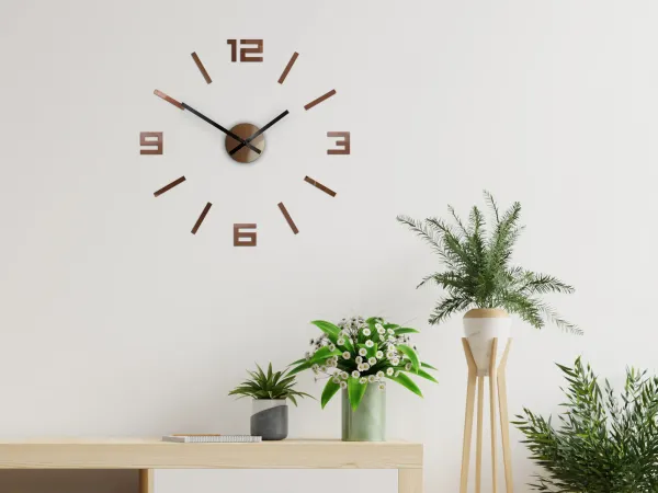 ModernClock Nástenné samolepiace hodiny Arabské 50 cm medené