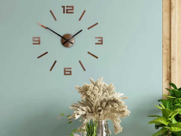 ModernClock Nástenné samolepiace hodiny Arabské 50 cm medené