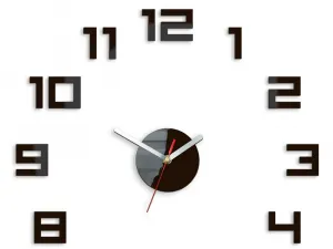 ModernClock Nástěnné samolepící hodiny Digit 50 cm wenge