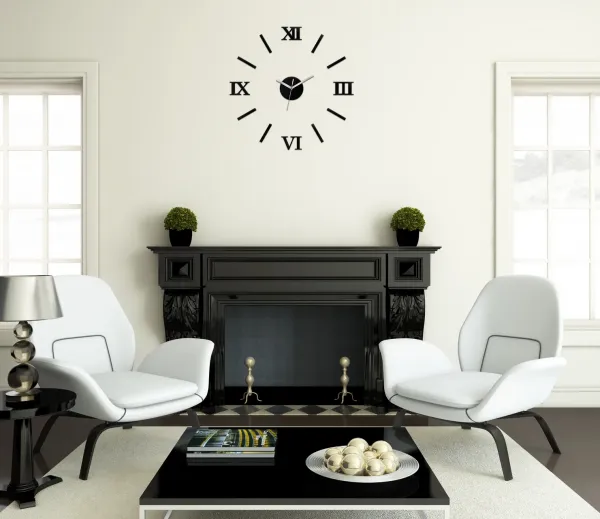 ModernClock Nástenné samolepiace hodiny Číslo 49 cm čierne
