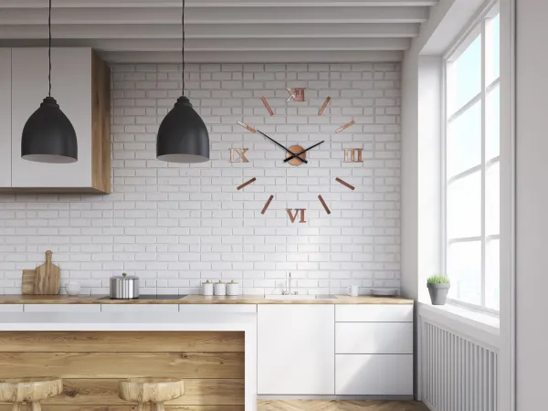 ModernClock Nástenné samolepiace číselné hodiny 75 cm medené