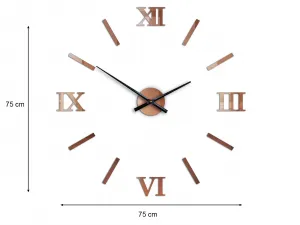 ModernClock Nástenné samolepiace číselné hodiny 75 cm medené