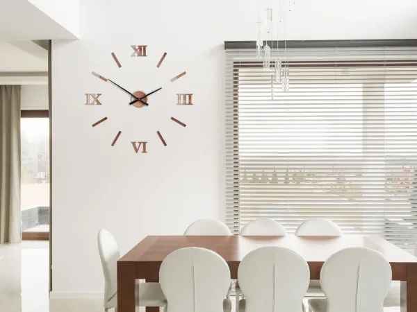 ModernClock Nástenné samolepiace číselné hodiny 75 cm medené