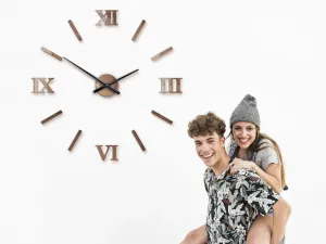 ModernClock Nástenné samolepiace číselné hodiny 75 cm medené