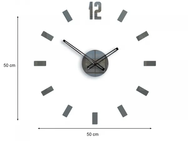 ModernClock Nástenné samolepiace hodiny Point 50 cm sivé