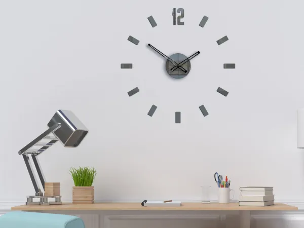 ModernClock Nástenné samolepiace hodiny Point 50 cm sivé
