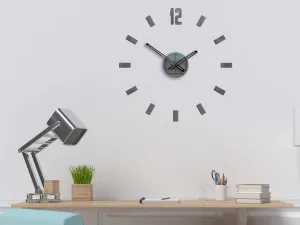 ModernClock Nástenné samolepiace hodiny Point 50 cm sivé