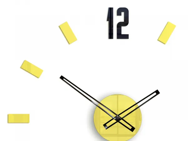 ModernClock Nástenné samolepiace hodiny Point 50 cm žlté