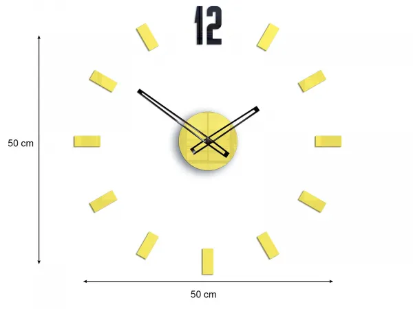 ModernClock Nástenné samolepiace hodiny Point 50 cm žlté