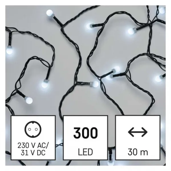 EMOS Vánoční LED světelný řetěz s časovačem Esme 3000 cm studený bílý