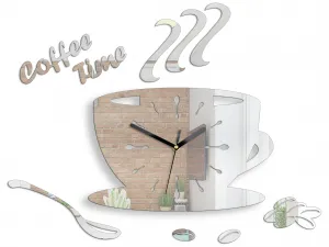 ModernClock Nástenné hodiny Káva 33 cm zrkadlové